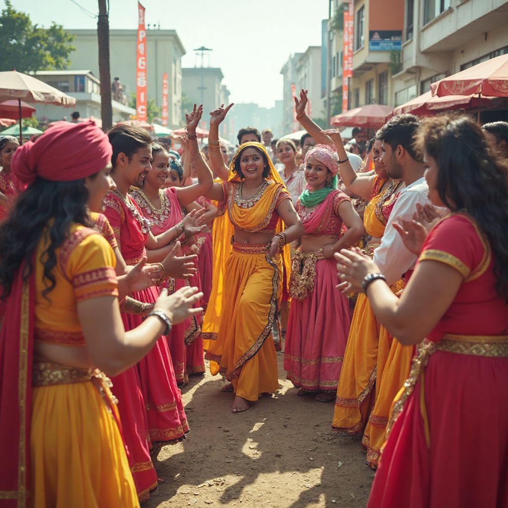 ਪੰਜਾਬ ਸੱਭਿਆਚਾਰਕ ਤਿਉਹਾਰ ਦੇ ਦੌਰਾਨ ਸਥਾਨਕ ਪ੍ਰਦਰਸ਼ਨਕਾਰਾਂ ਤੋਂ ਪਰੰਪਰਾਗਤ ਭੰਗੜਾ ਨਿੱਤ ਸਿੱਖਦੇ ਭਾਗੀਦਾਰ